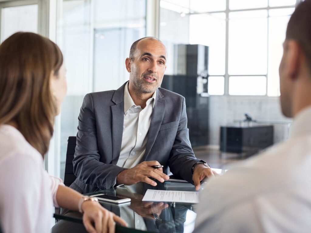 A lender having a business meeting about the legal services that ONP Solicitors can offer